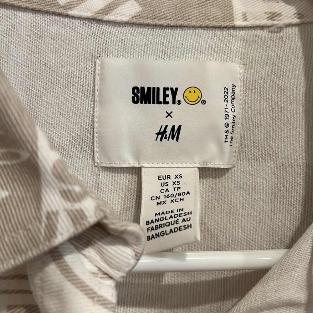 Smiley x H&M long sleeve oversized shacket size xs, hippie, boho, neutral - Picture 4 of 14